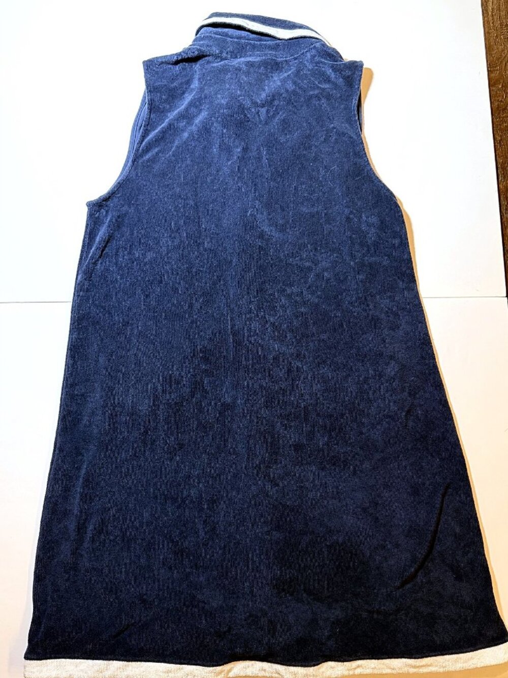 Atlantic-Pacific x Lake Darcy Terry Cloth Dress Navy White Womens L Snap Front